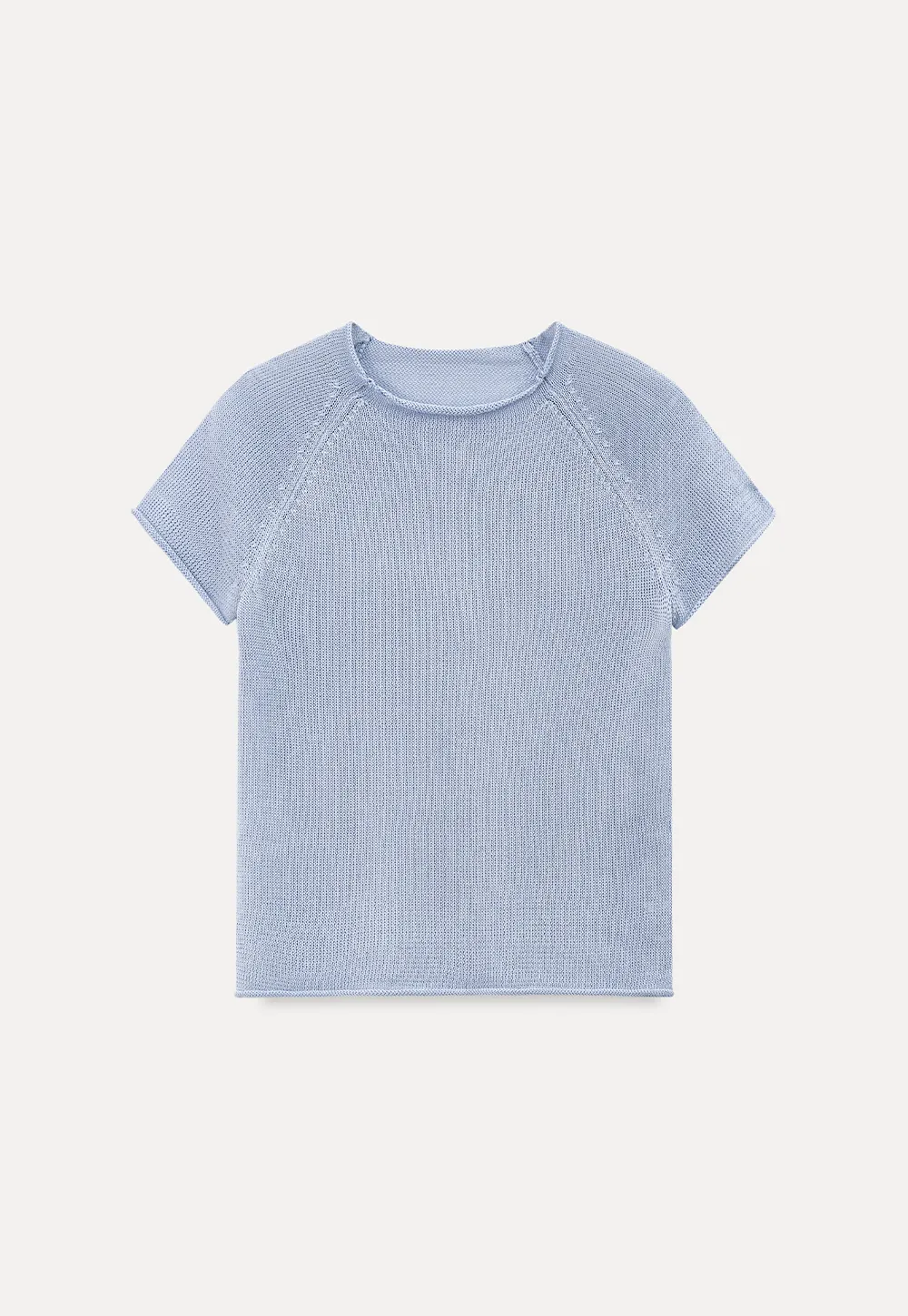 Short Sleeve Ribbed Knit Top with Raglan Sleeves
