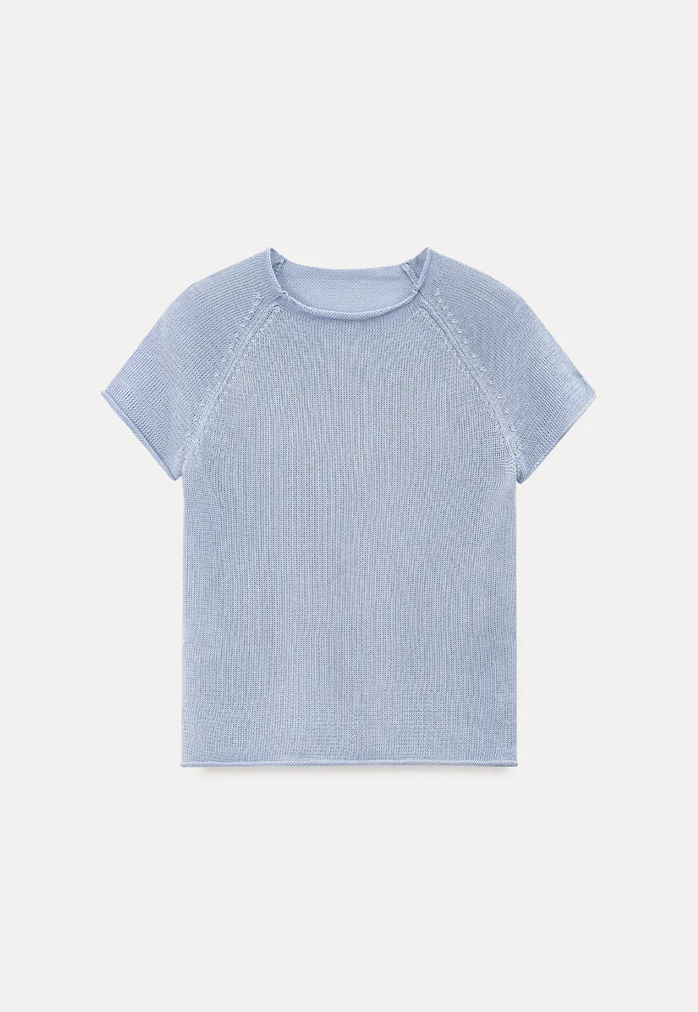 Short Sleeve Ribbed Knit Top with Raglan Sleeves