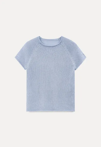 Short Sleeve Ribbed Knit Top with Raglan Sleeves