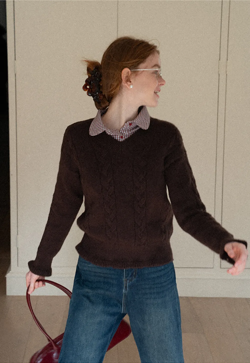 Women's Knit Sweater Round Neck Long Sleeve Casual Wear