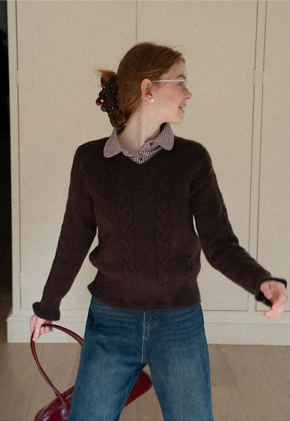 Women's Knit Sweater Round Neck Long Sleeve Casual Wear