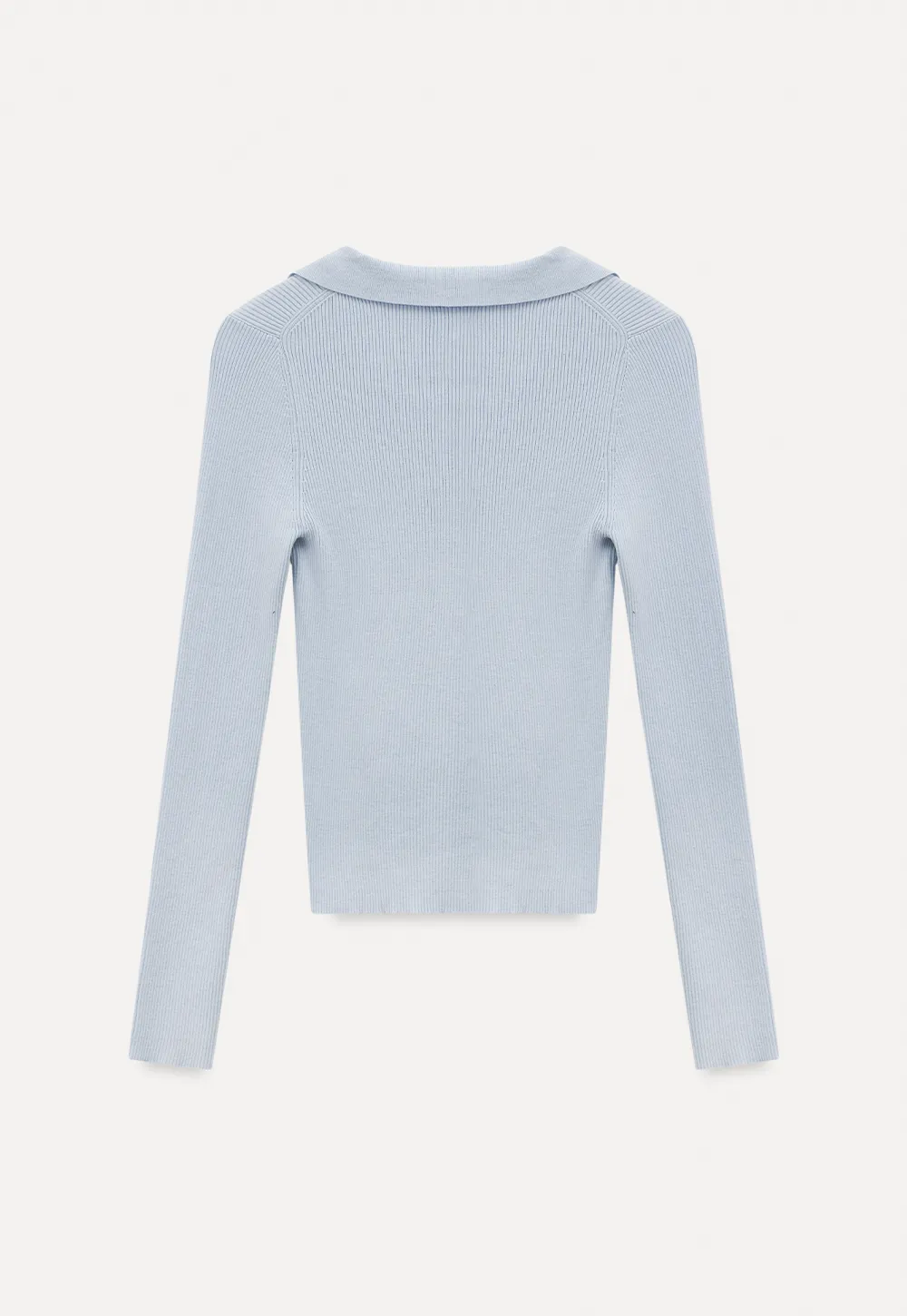 Ribbed Knit Long Sleeve Polo Neck Sweater