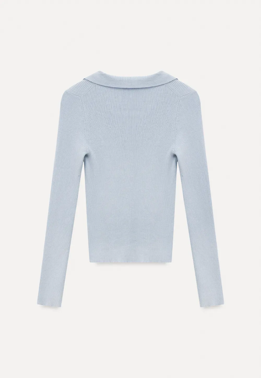 Ribbed Knit Long Sleeve Polo Neck Sweater
