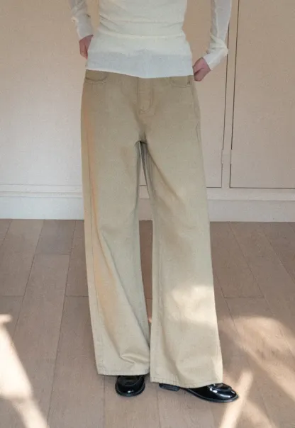 Wide leg high waist denim pants