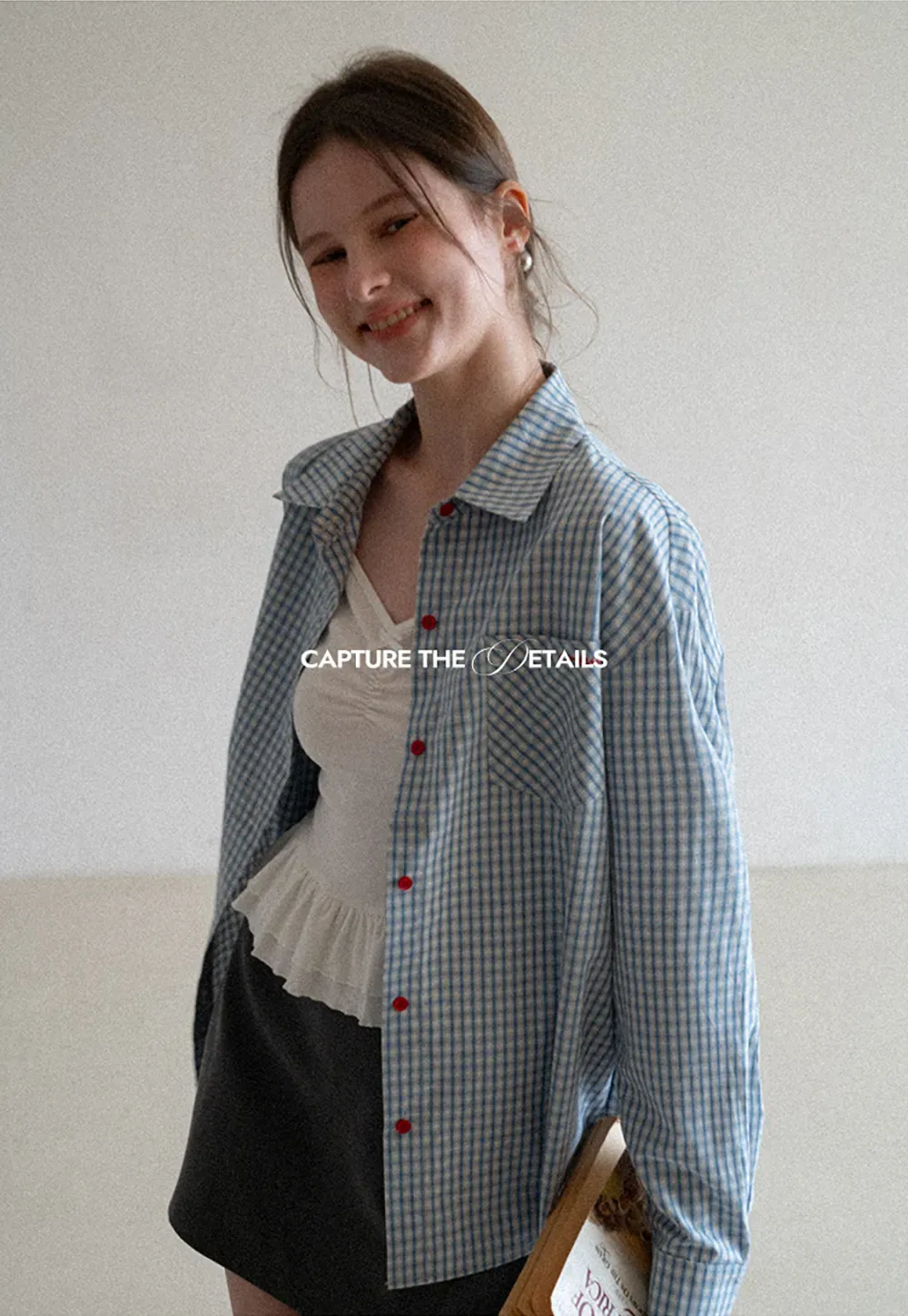 Oversized Checkered Button Up Shirt with Pocket Design