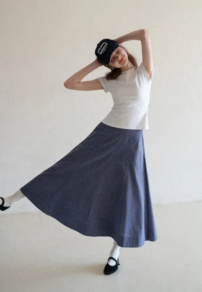 Plaid A-line Midi Skirt