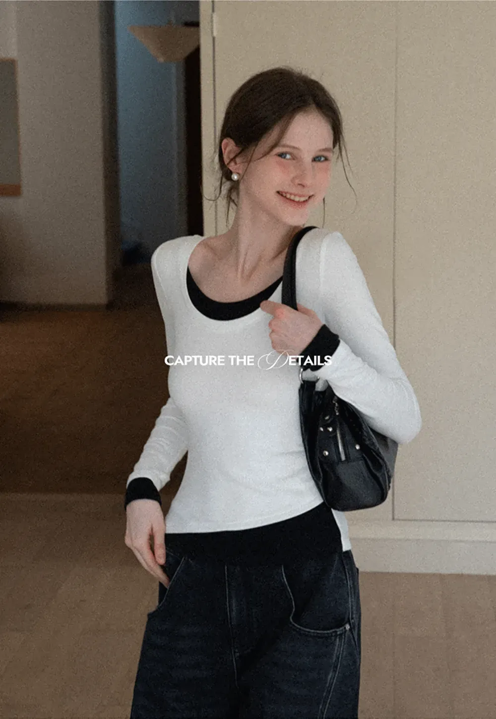 Long Sleeve Round Neck Top Simple Design Women's T-Shirt