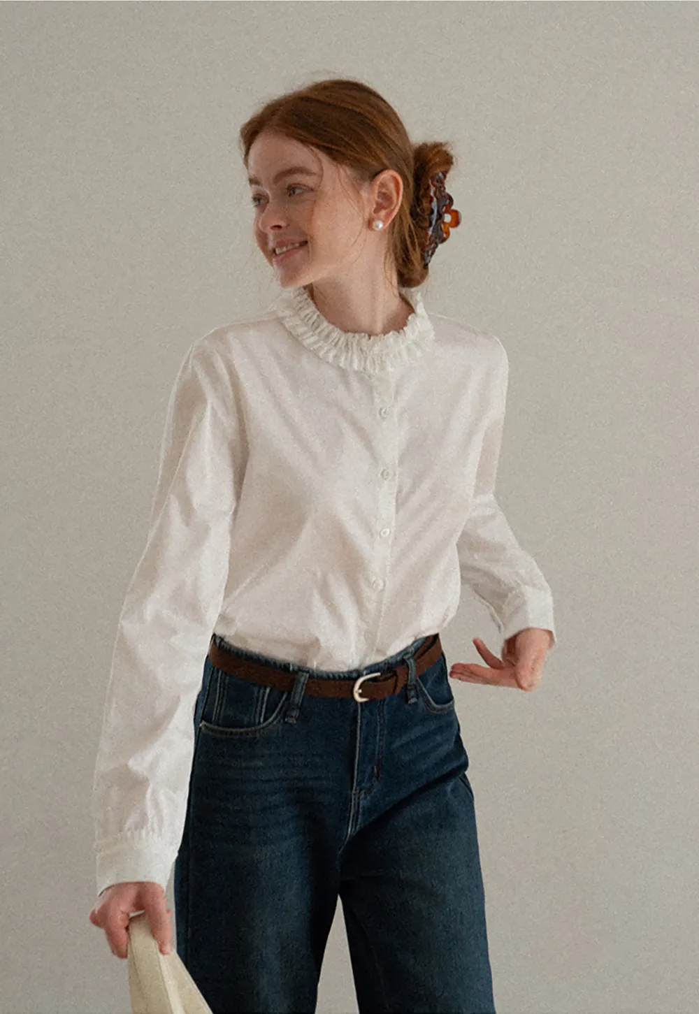 Wide Leg Denim Jeans with Belt Loop