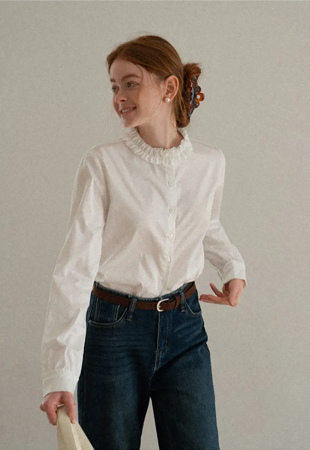 Wide Leg Denim Jeans with Belt Loop