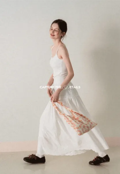 Tiered A-line Midi Skirt with Pleated Detail