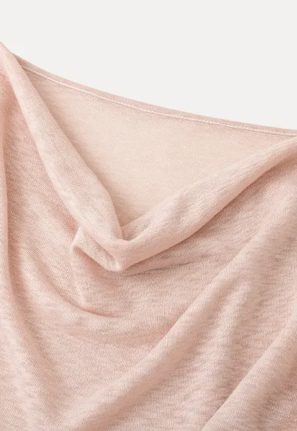 Long sleeve off shoulder draped knit top