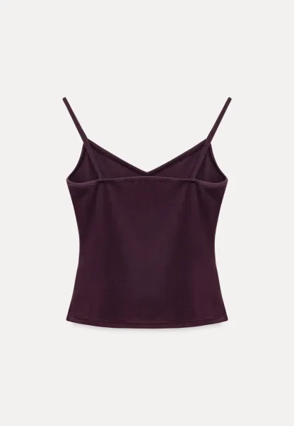 V neck thin strap fitted tank top