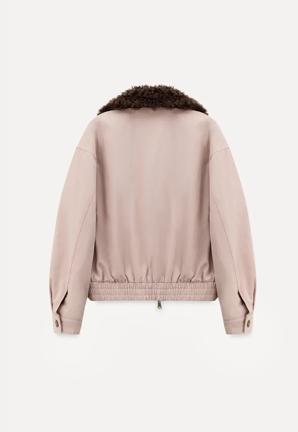 Stylish Short Jacket with Faux Fur Collar and Elastic Hem