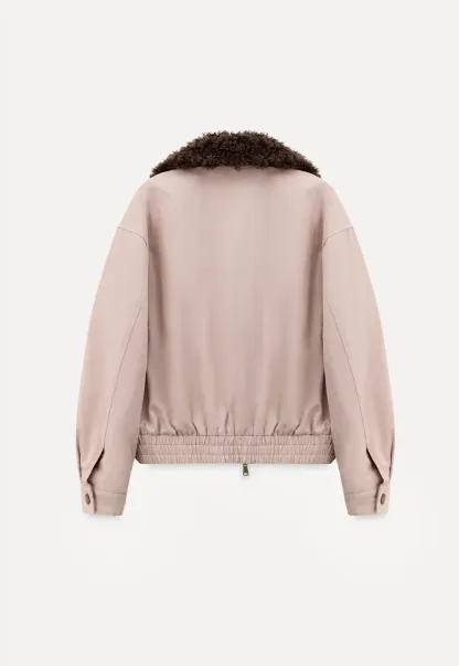 Stylish Short Jacket with Faux Fur Collar and Elastic Hem
