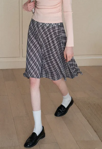 Plaid Pleated Midi Skirt