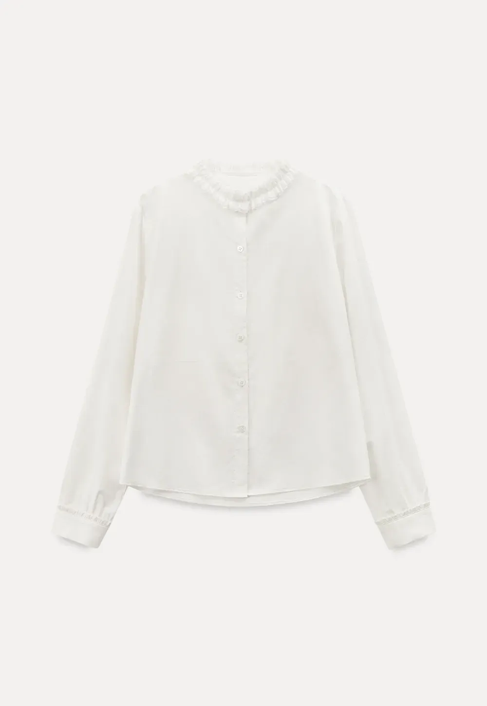 Elegant Blouse with Ruffled Collar and Cuffs