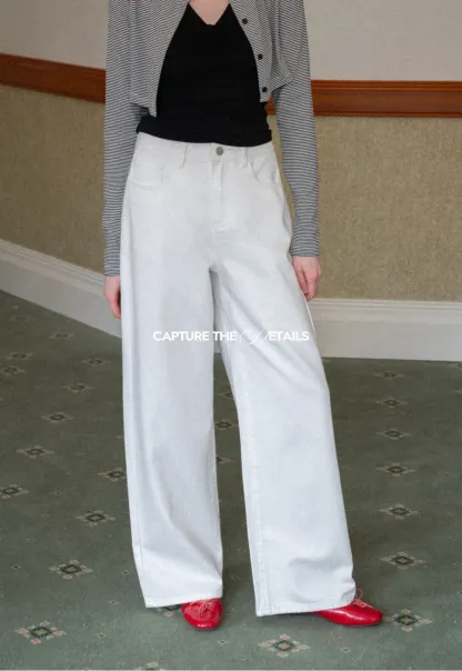 Wide leg high waist denim pants