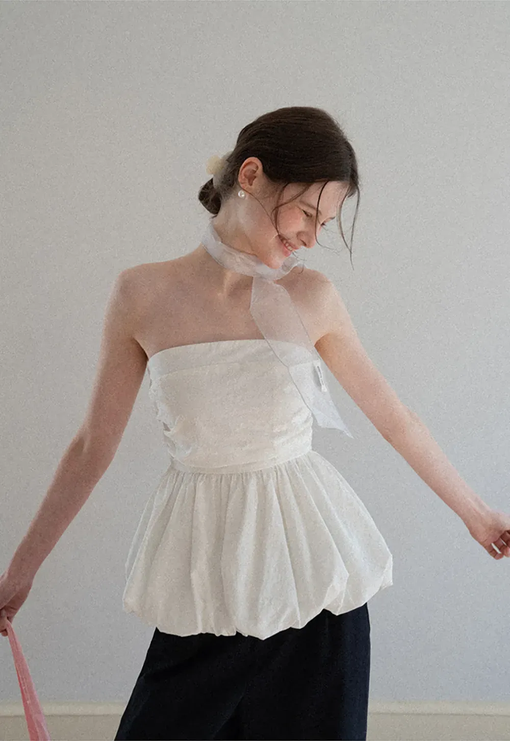 Smocked Waist Checkered Tank Top