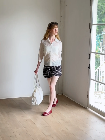 Sheer Textured Button Down Shirt