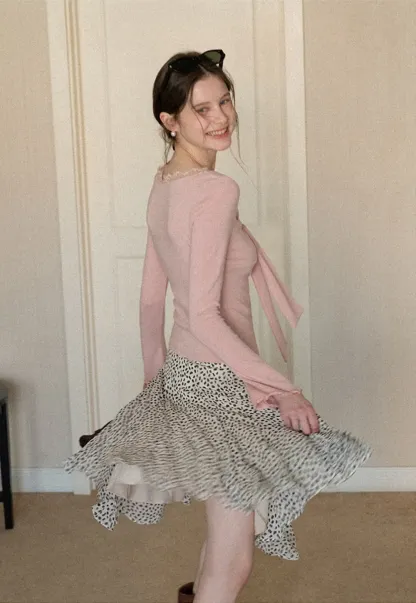 Flowing hem leopard print skirt with ruffle details