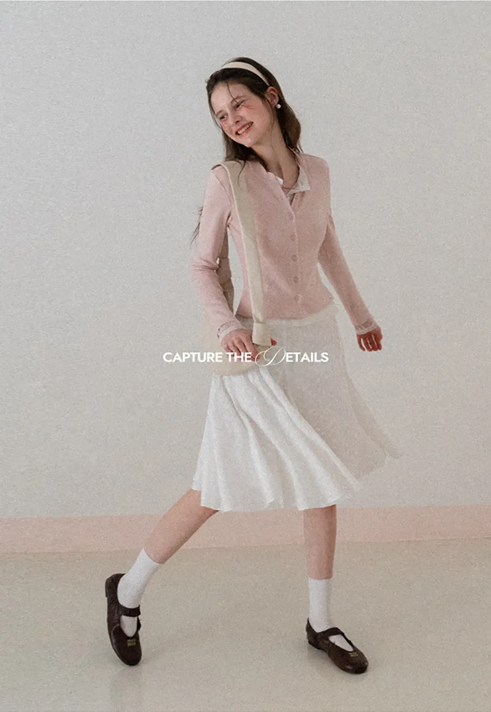 Flared pleated skirt with subtle texture