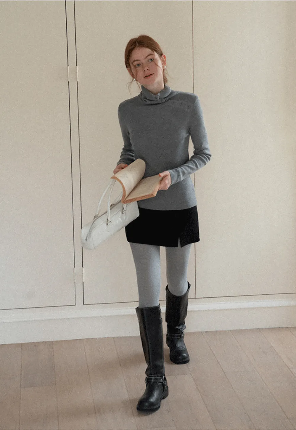 Turtleneck Sweater Long Sleeve Knitwear Women's Fitted Top