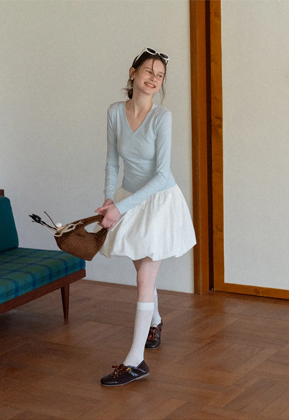 Long sleeve crew neck t shirt with fitted cut