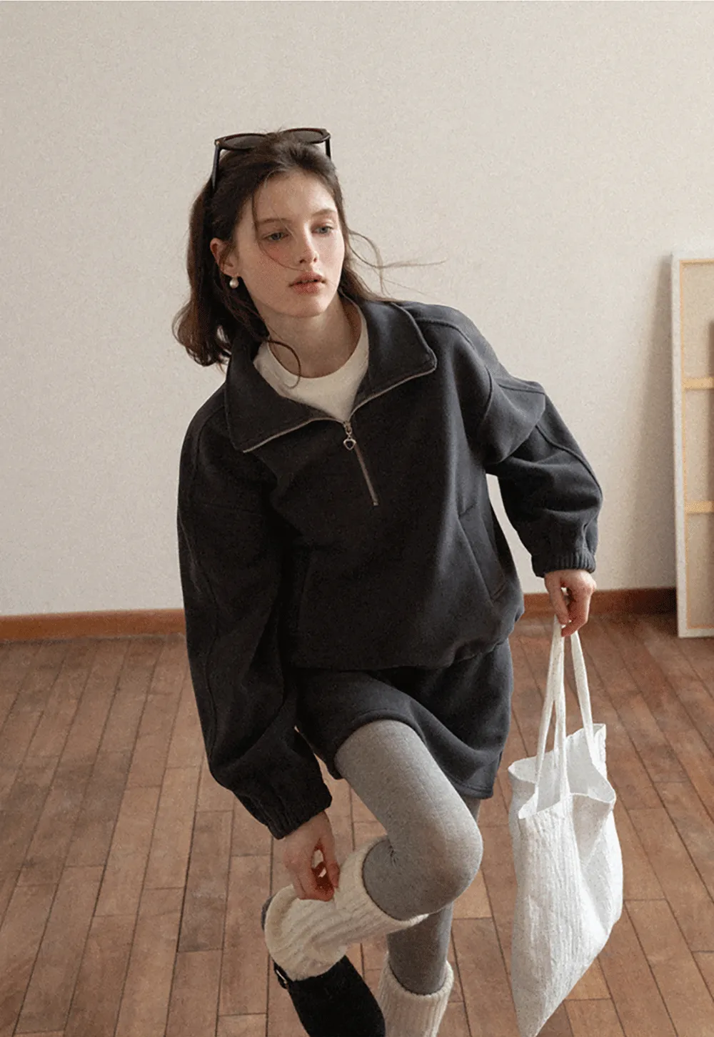 Fleece Mini Skirt Elastic Waist Casual Wear