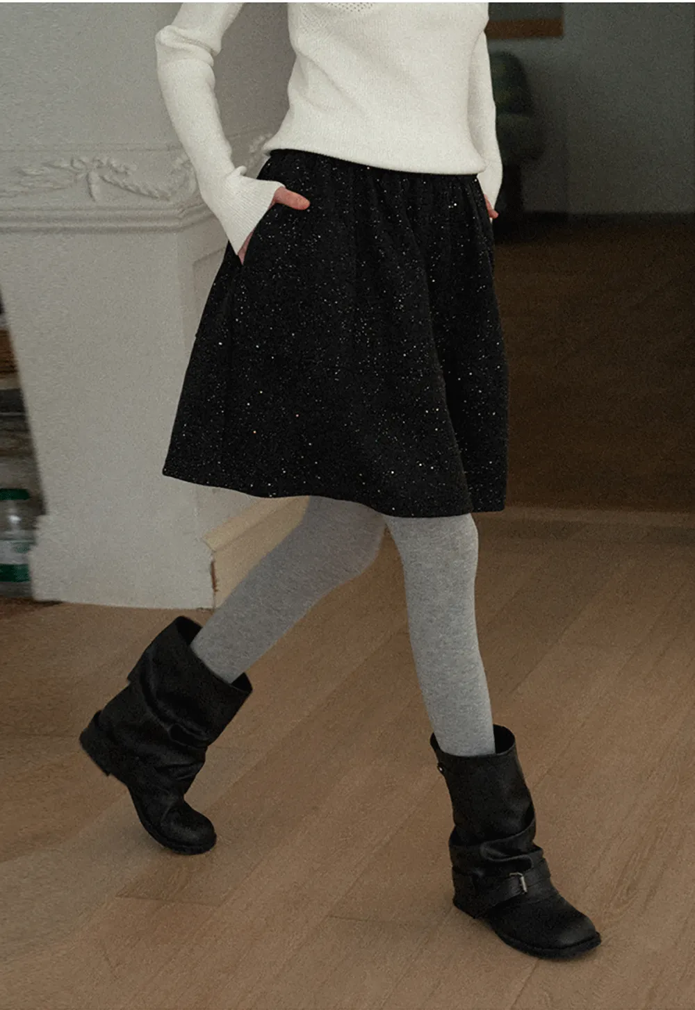 Sparkle Flare Skirt with Elastic Waist