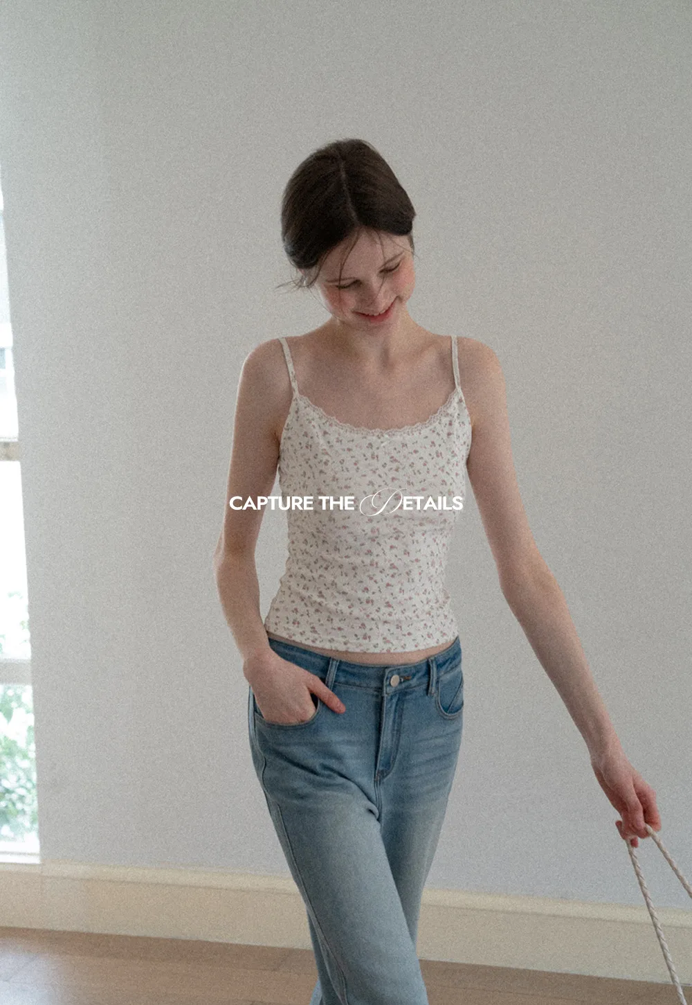 Short sleeve floral print top and tank top set