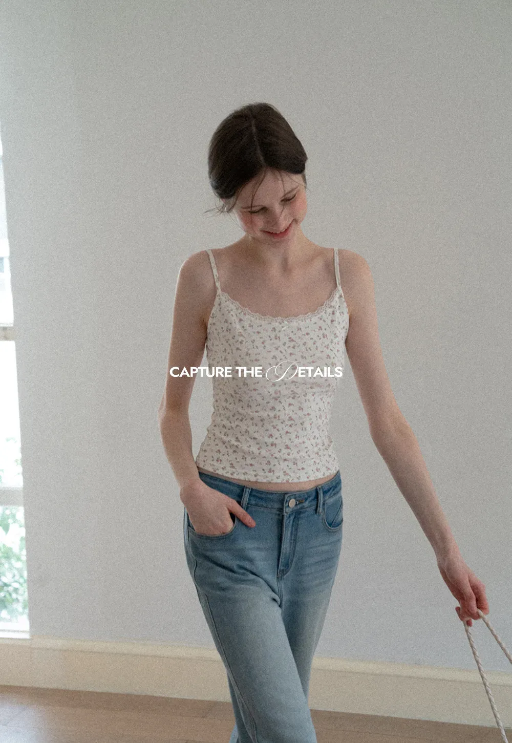 Short sleeve floral print top and tank top set