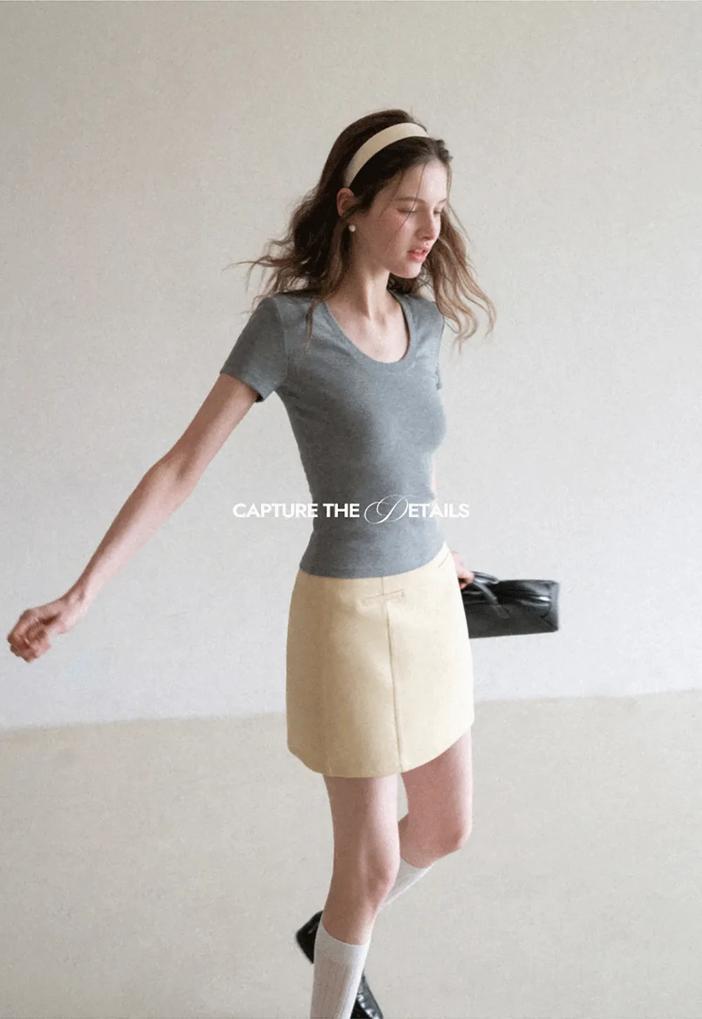 Short Sleeve Crop Top with Back Buttons