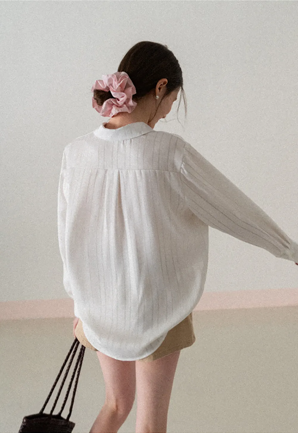 Long Sleeve Button Down Shirt with Vertical Stripes