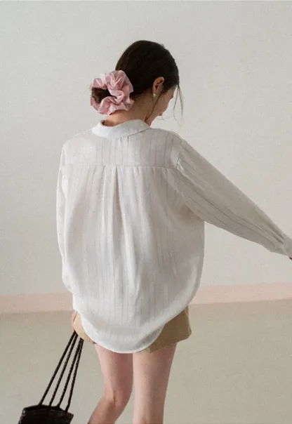 Long Sleeve Button Down Shirt with Vertical Stripes