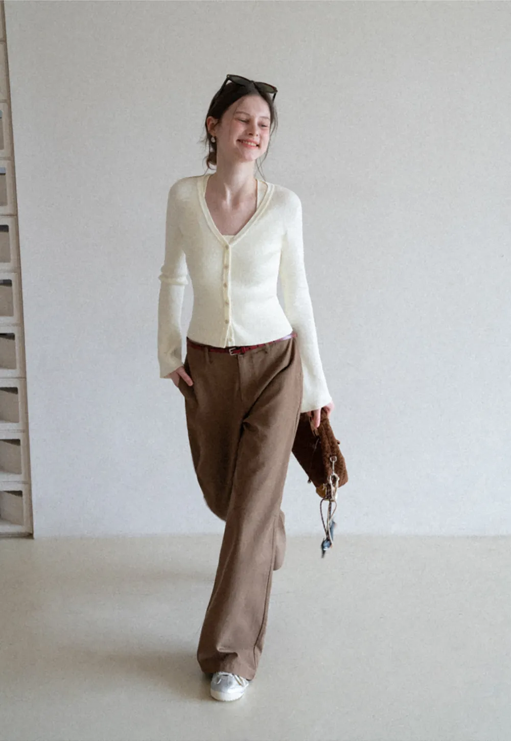 Light Knit Sweater Set with Tank Top and Cardigan Design