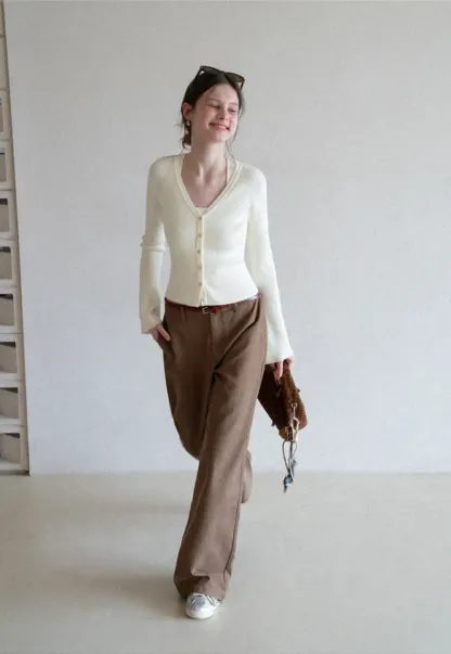 Light Knit Sweater Set with Tank Top and Cardigan Design