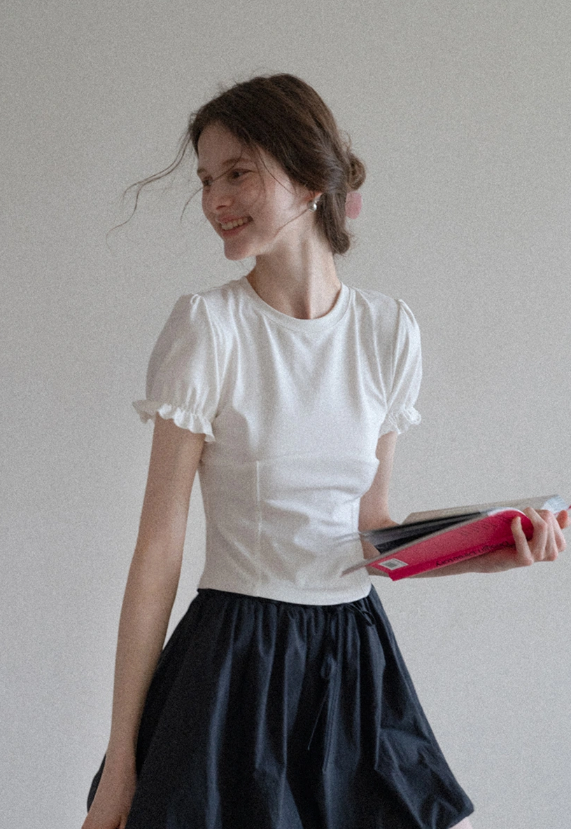 Women’s Puff Sleeve Fitted T-Shirt 