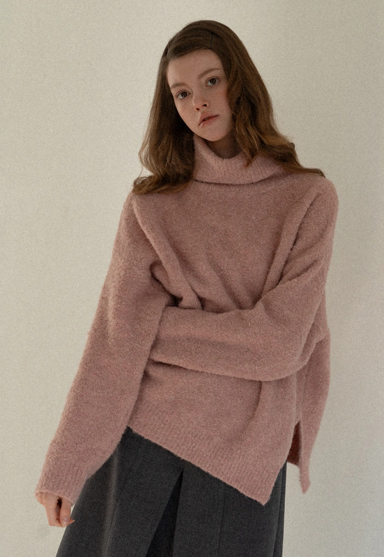 Oversized Turtleneck Knit Sweater