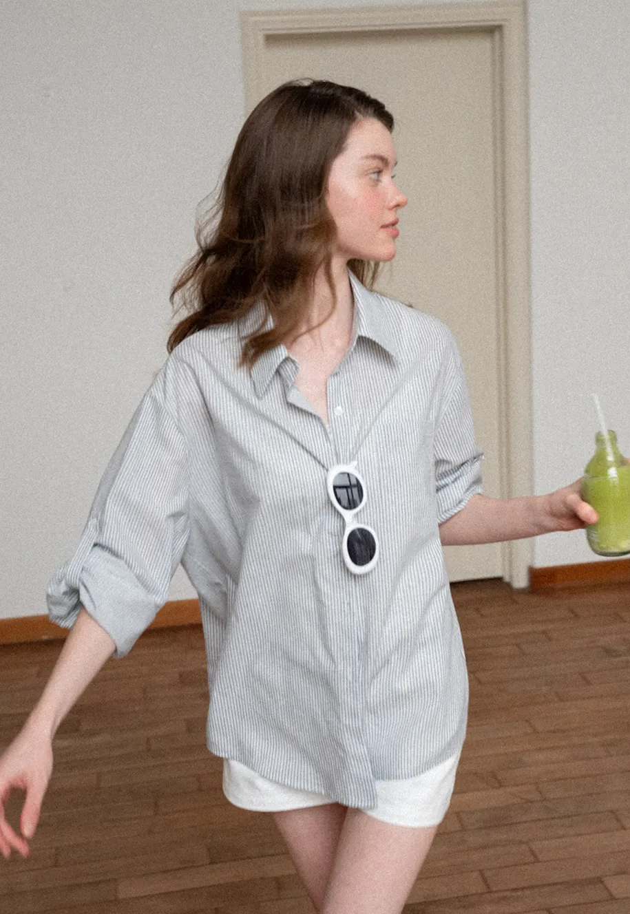 Oversized Striped Button Down Shirt