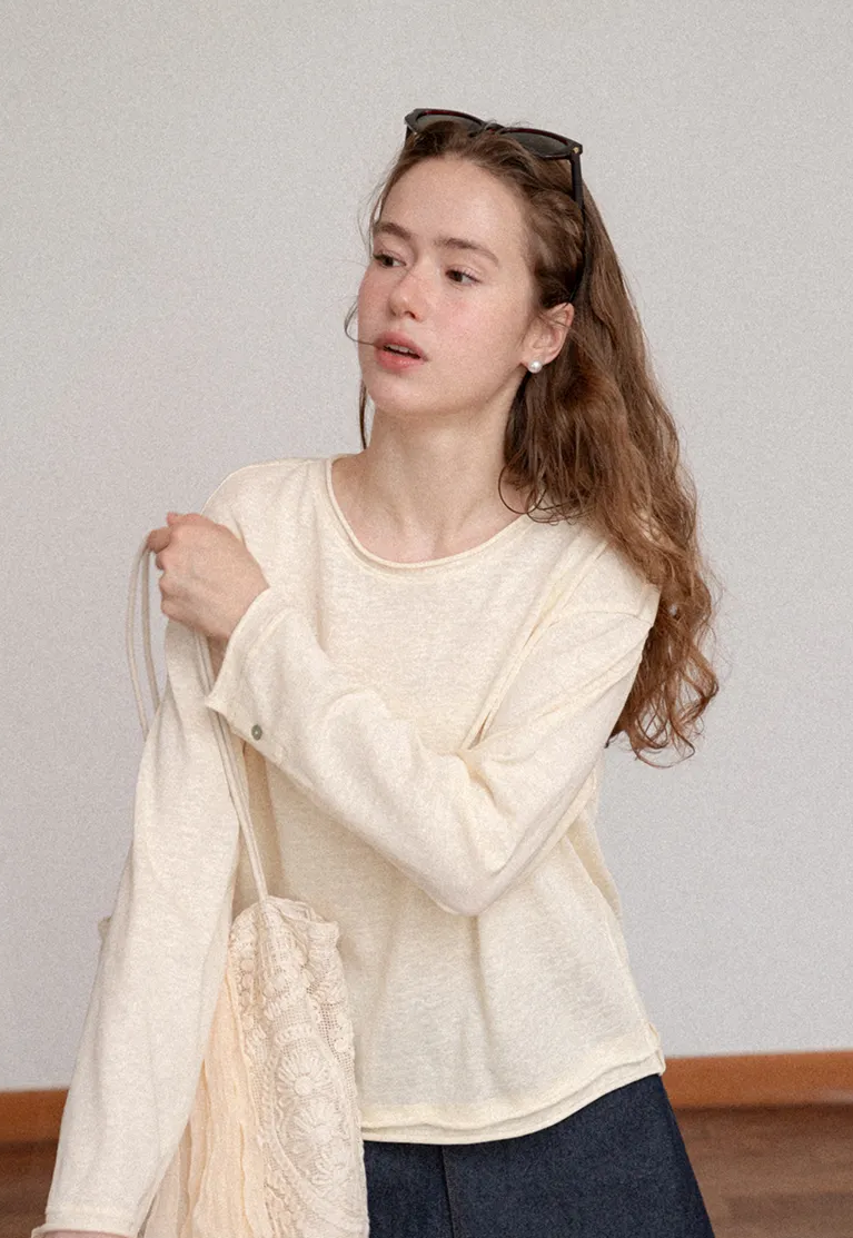Relaxed Fit Long Sleeve Crew Neck T Shirt