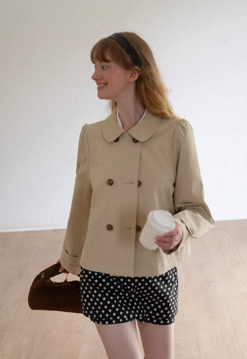 Peter Pan Collar Double Breasted Short Jacket