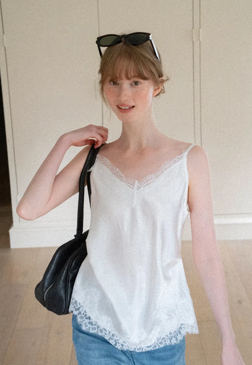 Lace Trim V Neck Camisole Tank Top