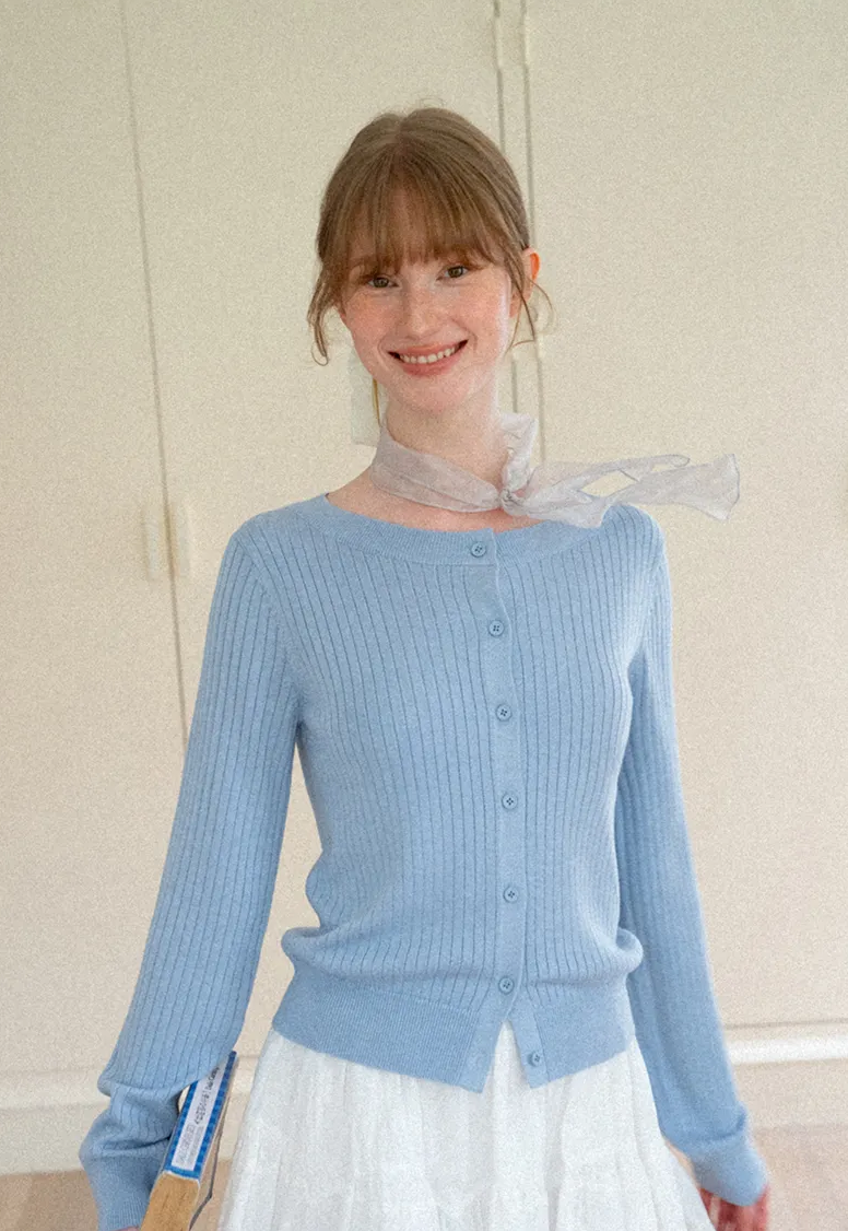 Ribbed Knit Cardigan with Button Front