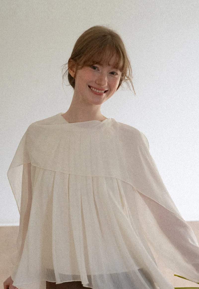 Pleated Layered Sheer Blouse