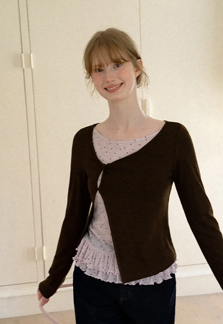 Ruffled Hem Layered Long Sleeve Top