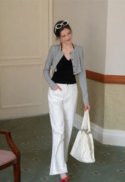 Striped cardigan with buttons and V neck tank top