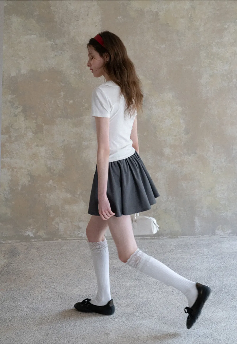 Pleated A-line Mini Skirt with Waistband