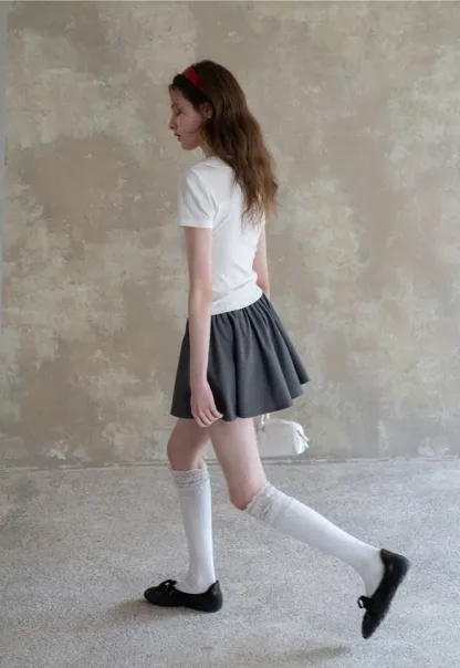 Pleated A-line Mini Skirt with Waistband