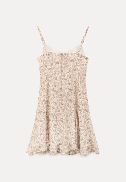 Floral Print Sleeveless Mini Dress with Pleated Skirt