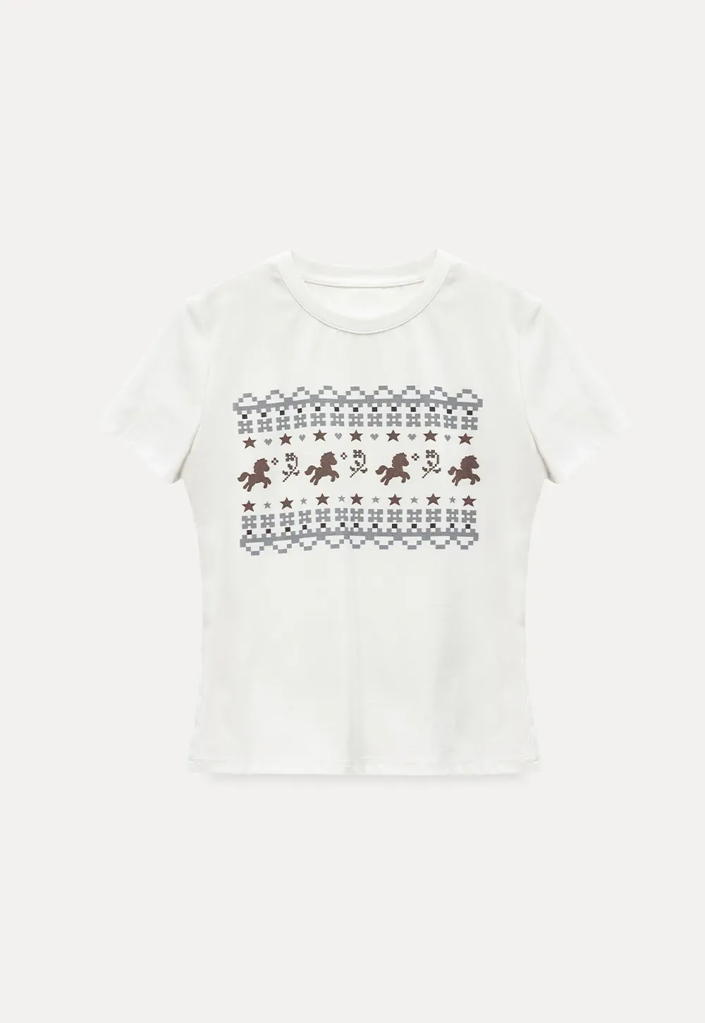 Short sleeve t shirt with embroidered pattern band